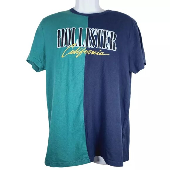 Hollister Men's Navy Green California Crew Neck Short Sleeve T-Shirt Size L - Picture 1 of 6